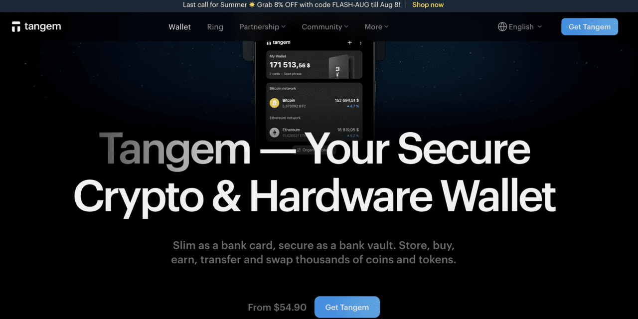 Tangem Wallet is a sleek, card-based hardware wallet