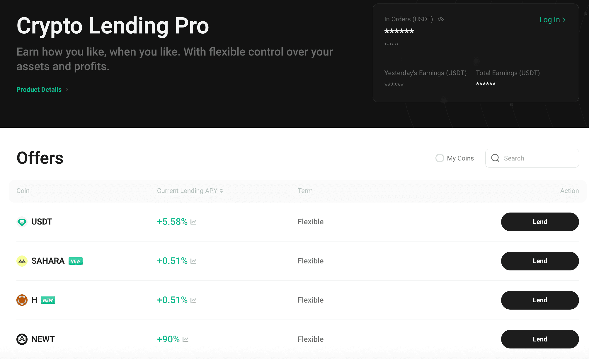 KuCoin's crypto lending options