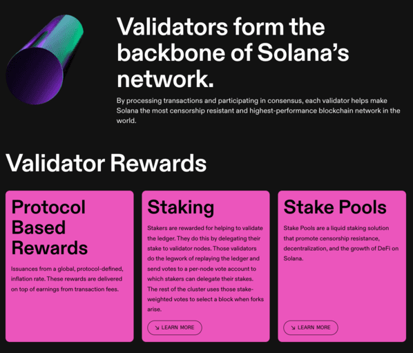 Solana's validator rewards